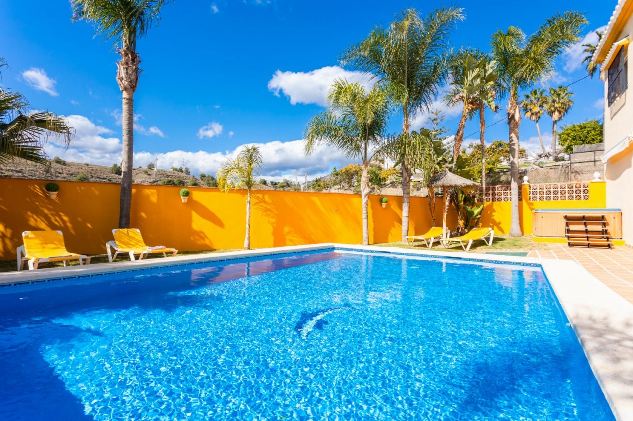 Private pool and relaxation area at one of Las Palomas Villas